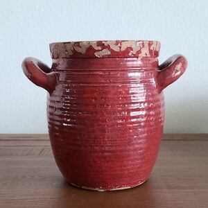 Pottery Barn Rustic Red Ceramic Vase